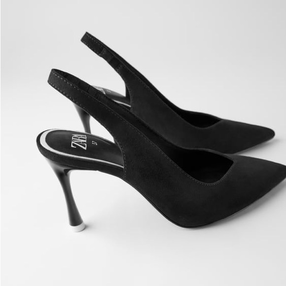 Zara heeled slingback Black NWT - Picture 2 of 3
